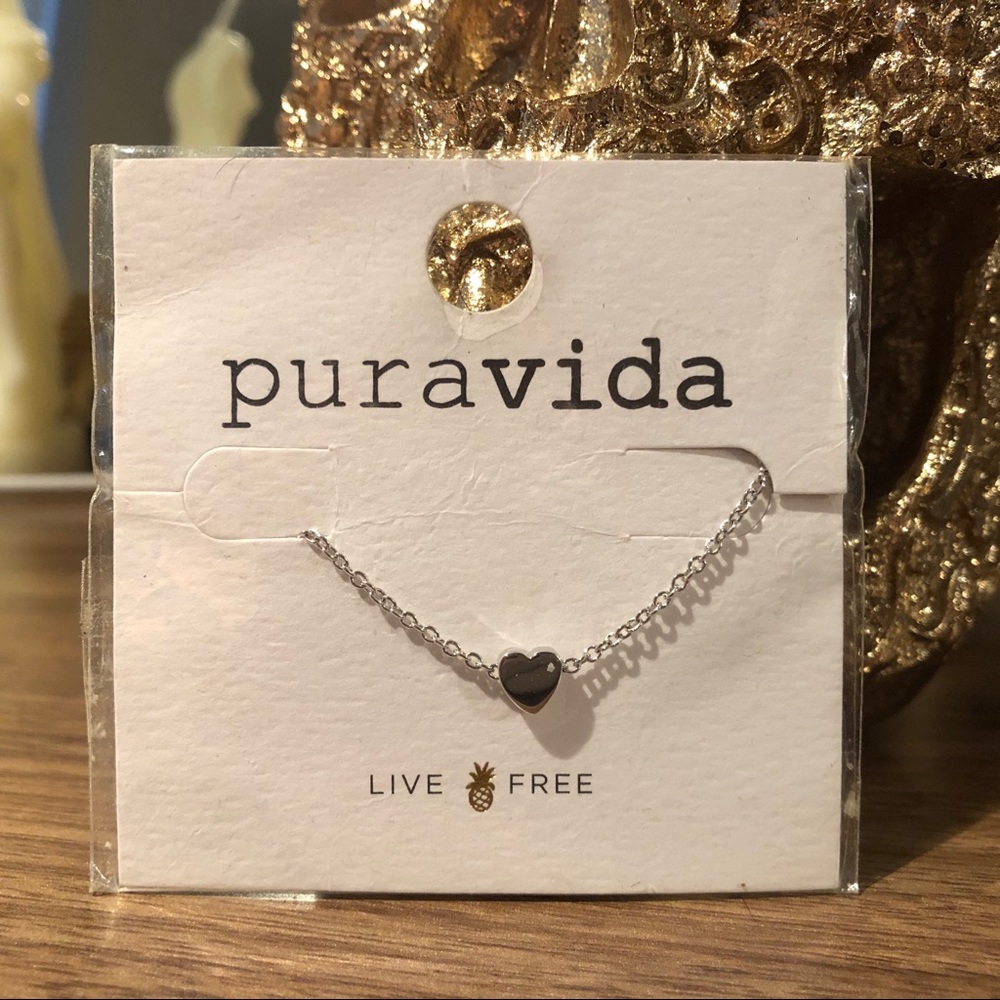 Silver Pura Vida Heart Necklace